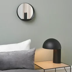 Gejst Glim spiegel/kandelaar Ø28 cm, Zwart< Ronde Spiegels|Wandspiegels