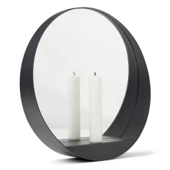Gejst Glim spiegel/kandelaar Ø28 cm, Zwart< Ronde Spiegels|Wandspiegels