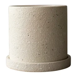 DBKD Grow pot Ø13 cm met schotel, Creme structure< Bloempotten