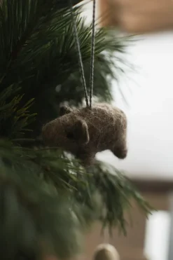DBKD Hangend varken decoratiehanger, Beige< Kerstdecoraties