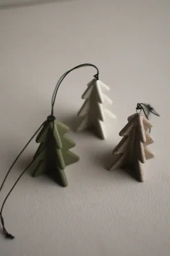 DBKD Hangende winterboom 7 cm, Beige< Kerstdecoraties