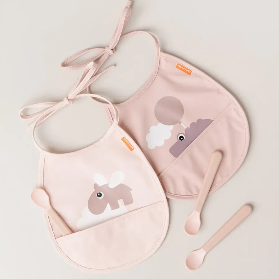 Done by deer Happy Clouds Tiny slabbetje 2-pack, Powder< Kinderkamer Interieuraccessoires|Kinderkamer Interieuraccessoires