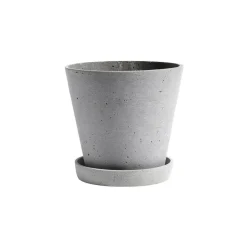 HAY Flowerpot with saucer pot XL Ø21.5 cm, Grijs< Bloempotten