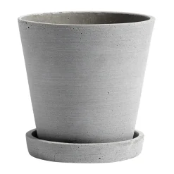 HAY Flowerpot with saucer pot M Ø14 cm, Grijs< Bloempotten