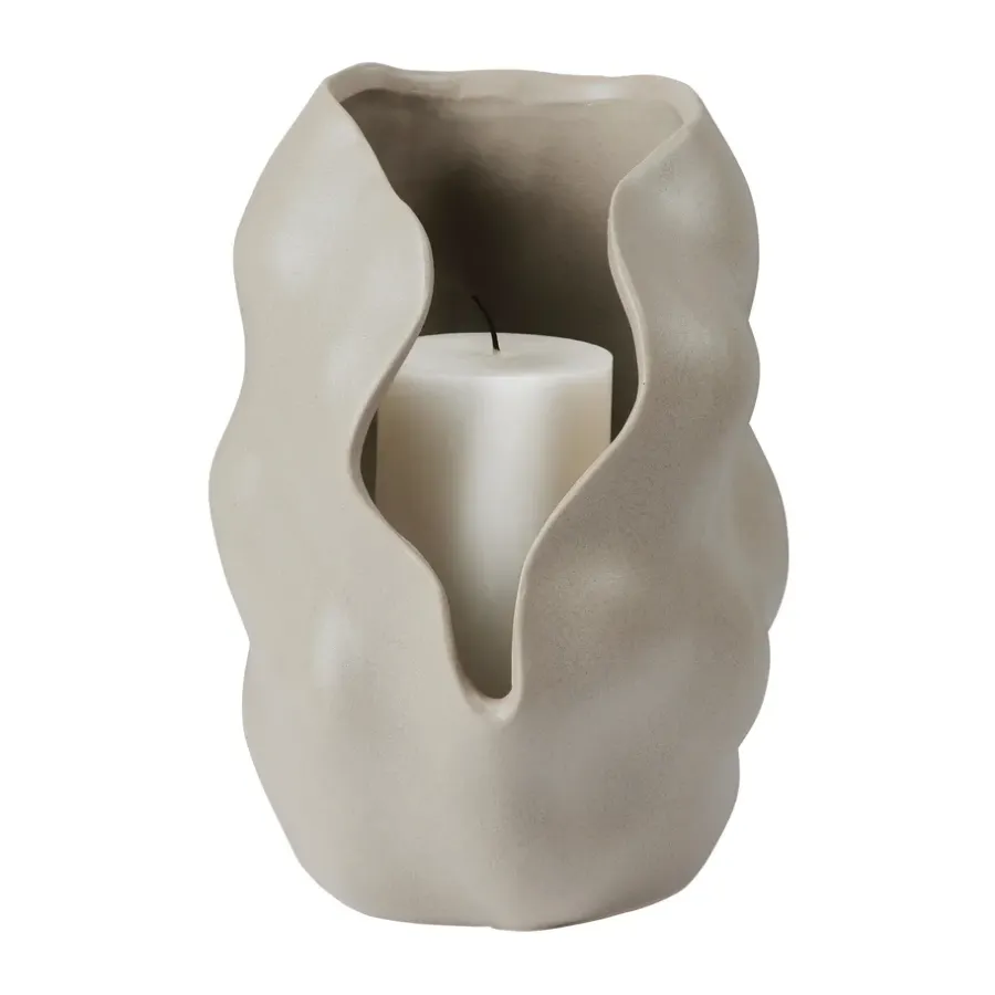 Broste Copenhagen Hekla Hurricane windlicht, Dove grey, Ø18,6 cm< Kaarsenhouders & Kaarsenborden