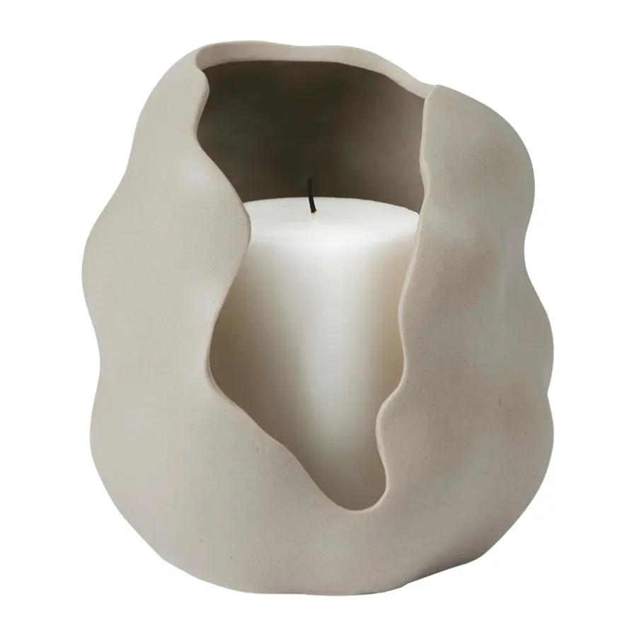 Broste Copenhagen Hekla Hurricane windlicht, Dove grey, Ø16 cm< Kaarsenhouders & Kaarsenborden