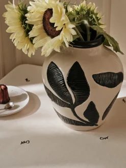 Broste Copenhagen Herbert vaas 40 cm, Black-rainy day green< Vazen