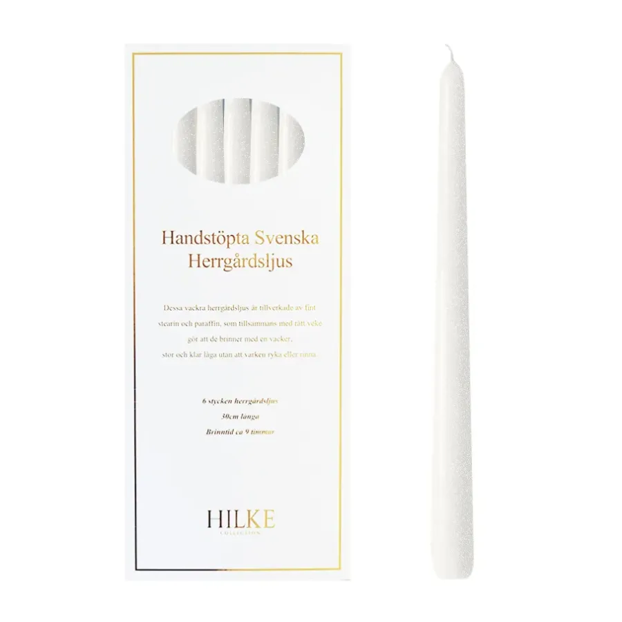 Hilke Collection Herrgårdsljus kaarsen 30 cm 6-pack, Parelwitte glans< Kaarsen