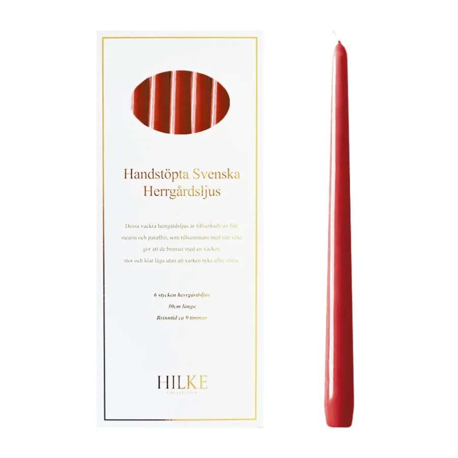 Hilke Collection Herrgårdsljus kaarsen 30 cm 6-pack, Rode Glans< Kaarsen