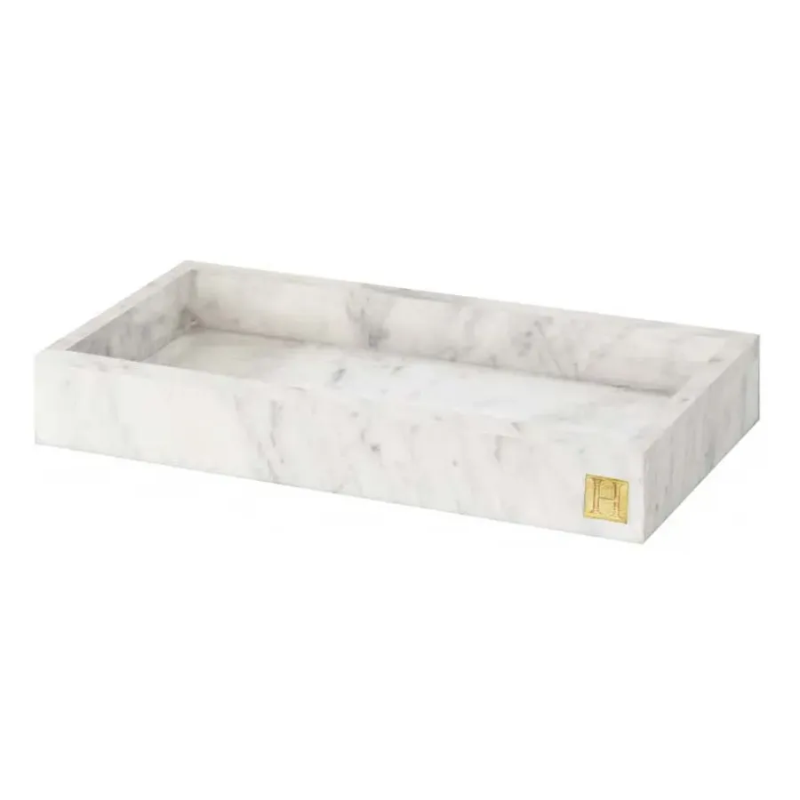 Hilke Collection dienblad met rand 30x15 cm, Wit marmer< Decoratieve Accessoires|Decoratieve Dienbladen