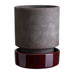 Bergs Potter Hoff pot, Ø14 cm, Raw Grey-Deep Burgundy< Bloempotten