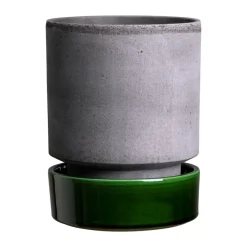 Bergs Potter Hoff pot, Ø18 cm, Raw Grey-Emerald Green< Bloempotten