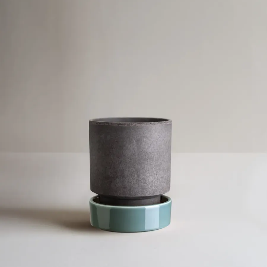 Bergs Potter Hoff pot, Ø18 cm, Raw Grey-Misty Blue< Bloempotten