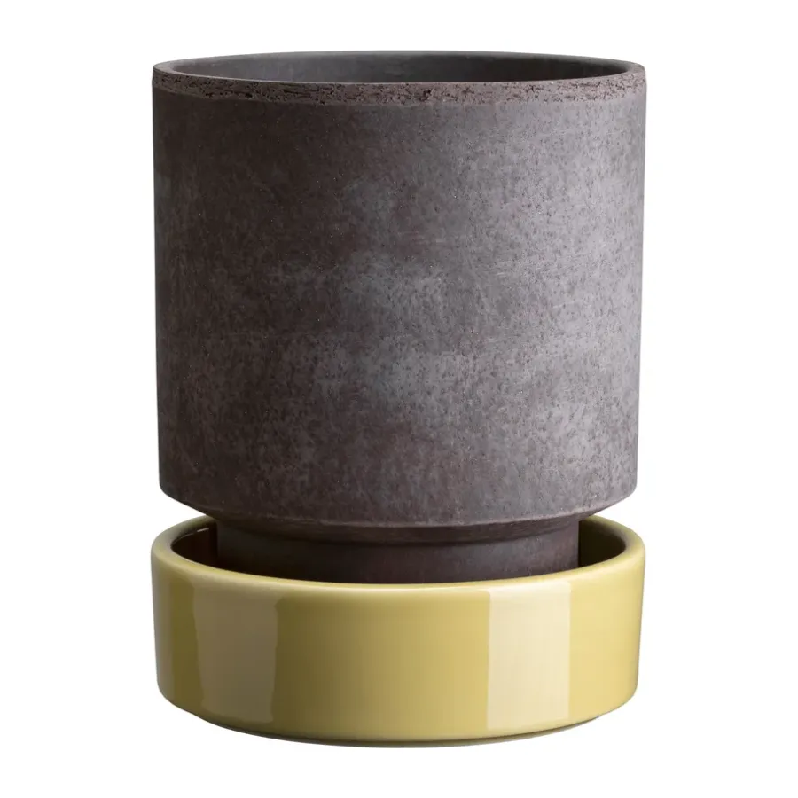 Bergs Potter Hoff pot, Ø18 cm, Raw Grey-Pale Yellow< Bloempotten