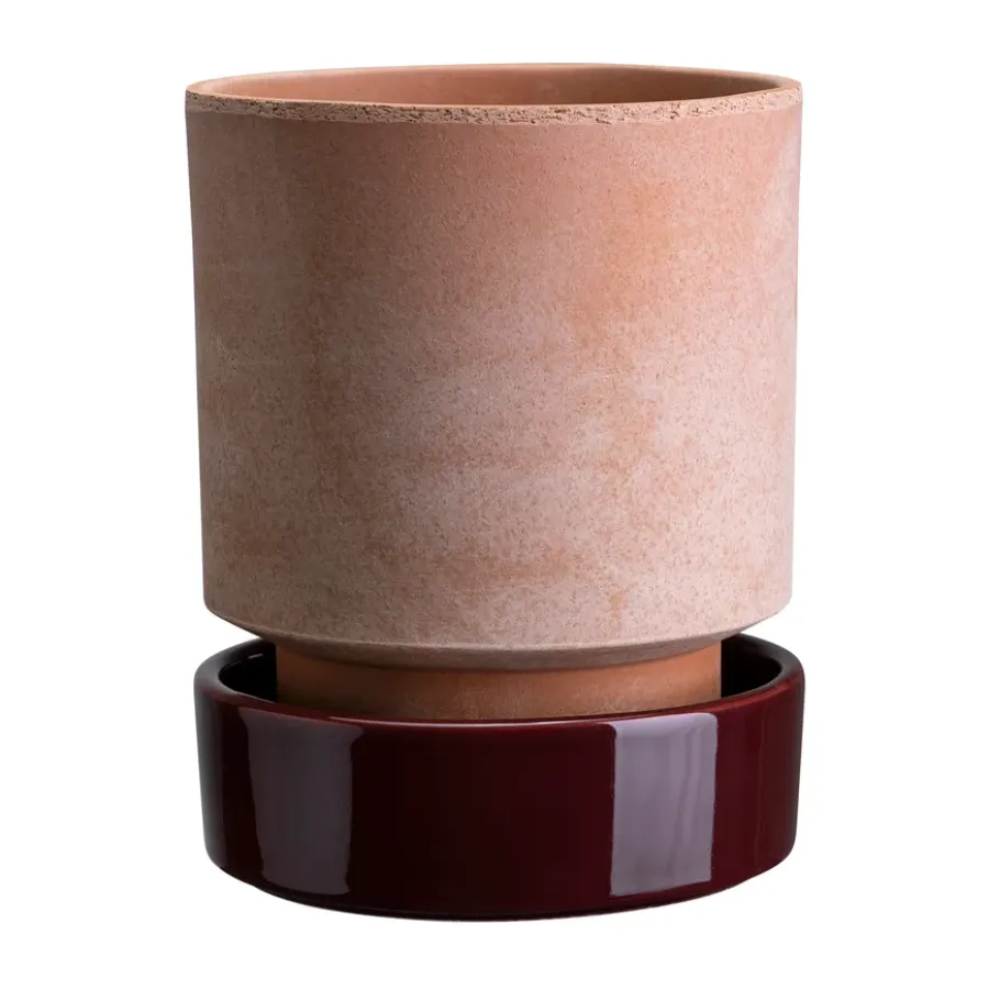 Bergs Potter Hoff pot, Ø14 cm, Raw Rosa-Deep Burgundy< Bloempotten