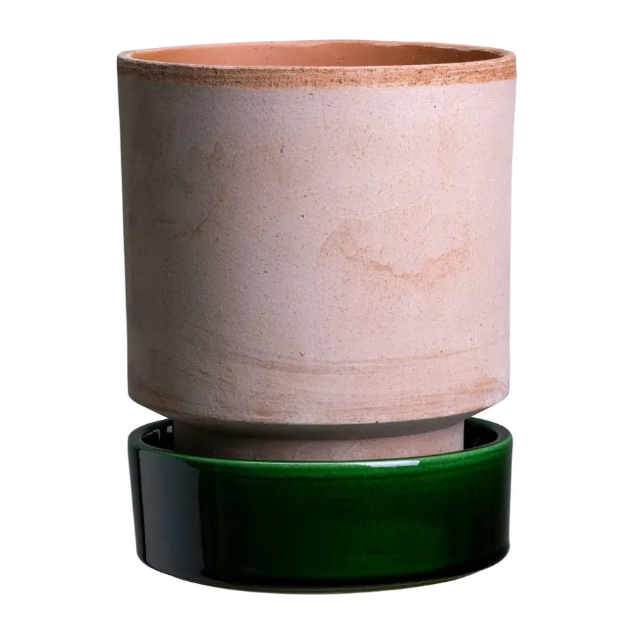 Bergs Potter Hoff pot, Ø16 cm, Raw Rosa-Emerald Green< Bloempotten