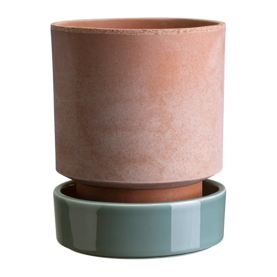 Bergs Potter Hoff pot, Ø18 cm, Raw Rosa-Misty Blue< Bloempotten