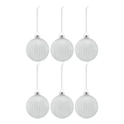 Scandi Living Holiday kerstballen 6-pack, White< Kerstdecoraties