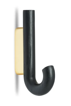 Gejst Hook haak mini 13,3 cm, Zwart eikenhout-messing< Haken & Hangers