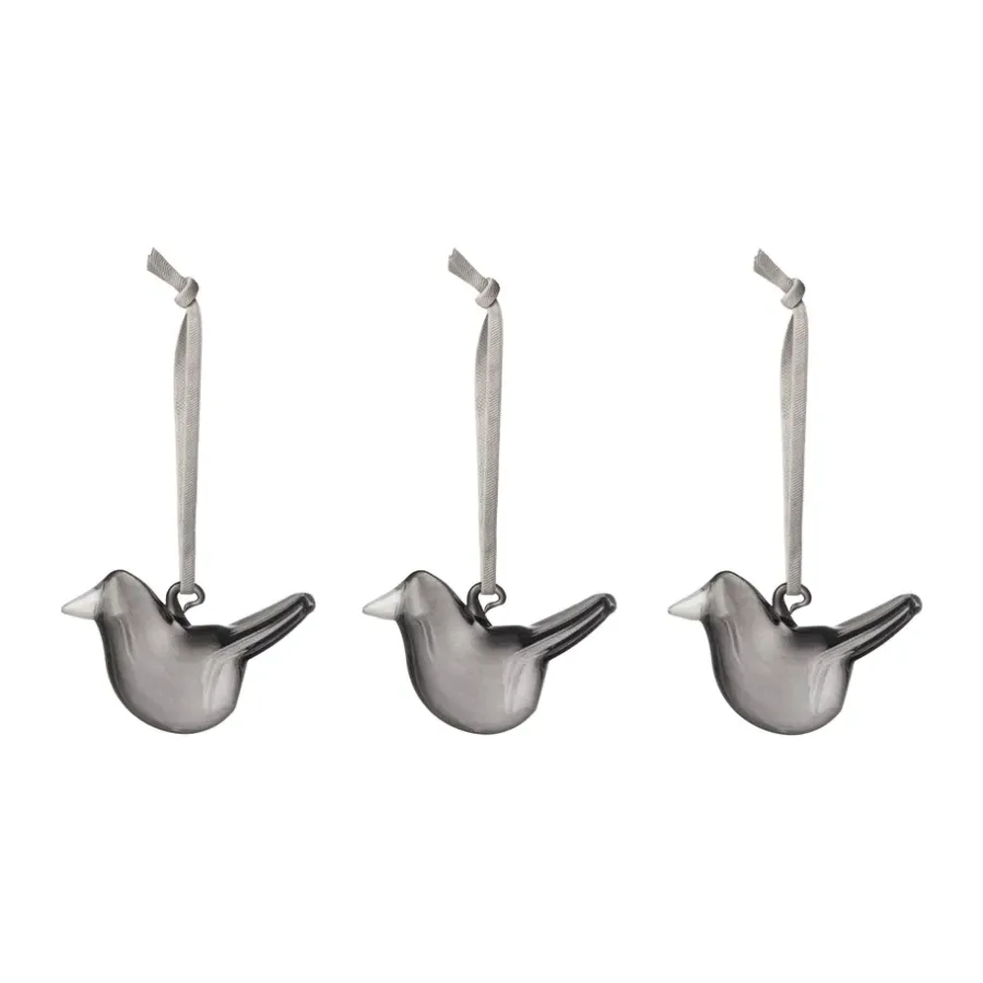 Iittala glazen vogel, Grijs, 3-pack< Paasdecoratie