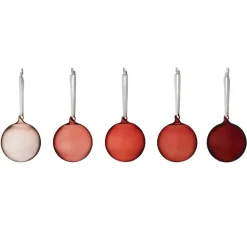 Iittala kerstbal glas 80 mm 5-pack, Rood< Kerstdecoraties