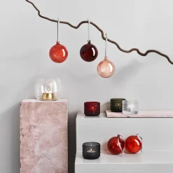 Iittala kerstbal glas 80 mm 5-pack, Rood< Kerstdecoraties