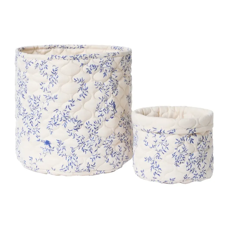 Garbo&Friends Jardim Satin gewatteerde mand 2-delig, 20xØ20 cm + 30xØ30 cm< Opbergoplossingen Voor De Kinderkamer|Opbergmanden