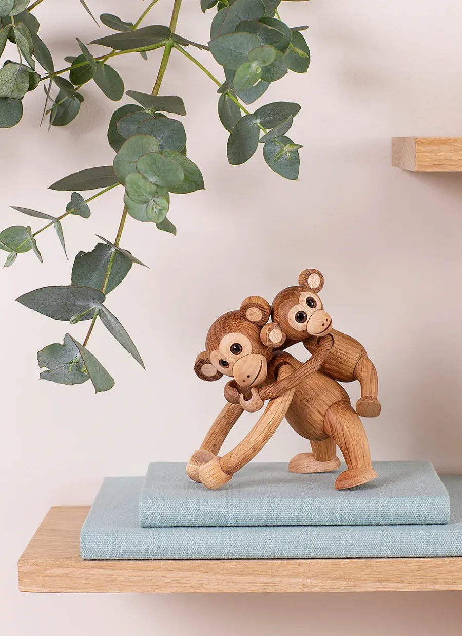 Spring Copenhagen Jolly aap decoratie 11 cm, Eikenhout< Houten Beelden