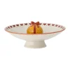 Bloomingville Jolly serveerschaal op voet Ø24 cm, Wit-rood< Kerstdecoraties|Decoratieve Schalen
