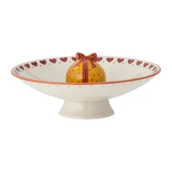 Bloomingville Jolly serveerschaal op voet Ø24 cm, Wit-rood< Kerstdecoraties|Decoratieve Schalen