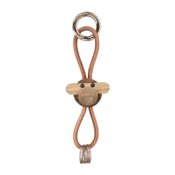 Kay Bojesen Denmark Kaj Bojesen aap sleutelhanger, Teak-limba hout, naturel leer< Houten Beelden
