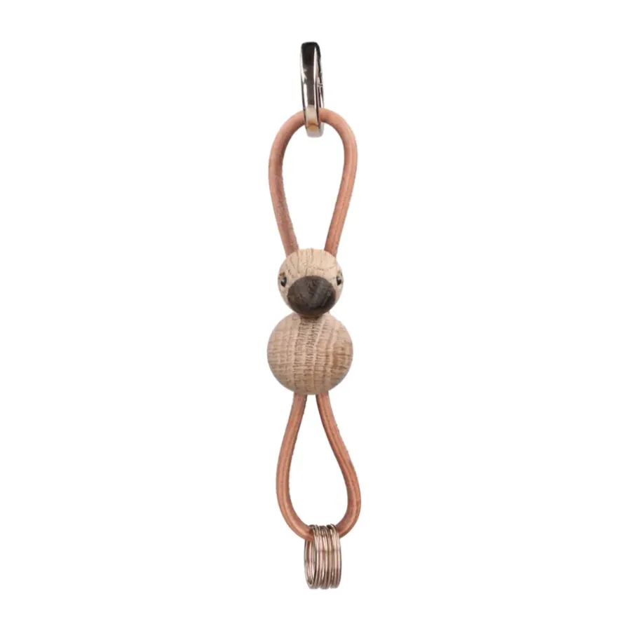 Kay Bojesen Denmark Kaj Bojesen vogel sleutelhanger, Eik, naturel leer< Houten Beelden