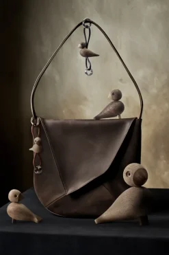 Kay Bojesen Denmark Kaj Bojesen vogel sleutelhanger, Eik, naturel leer< Houten Beelden