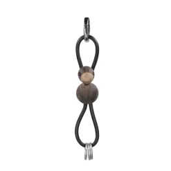 Kay Bojesen Denmark Kaj Bojesen vogel sleutelhanger, Gerookt eiken, zwart leer< Houten Beelden