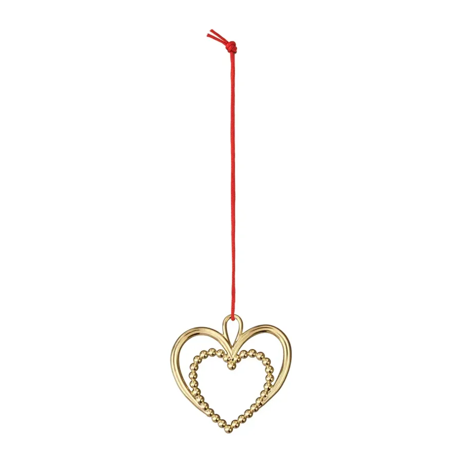 Rosendahl Karen Blixen parelhart kersthanger 6,5 cm, Verguld< Kerstdecoraties