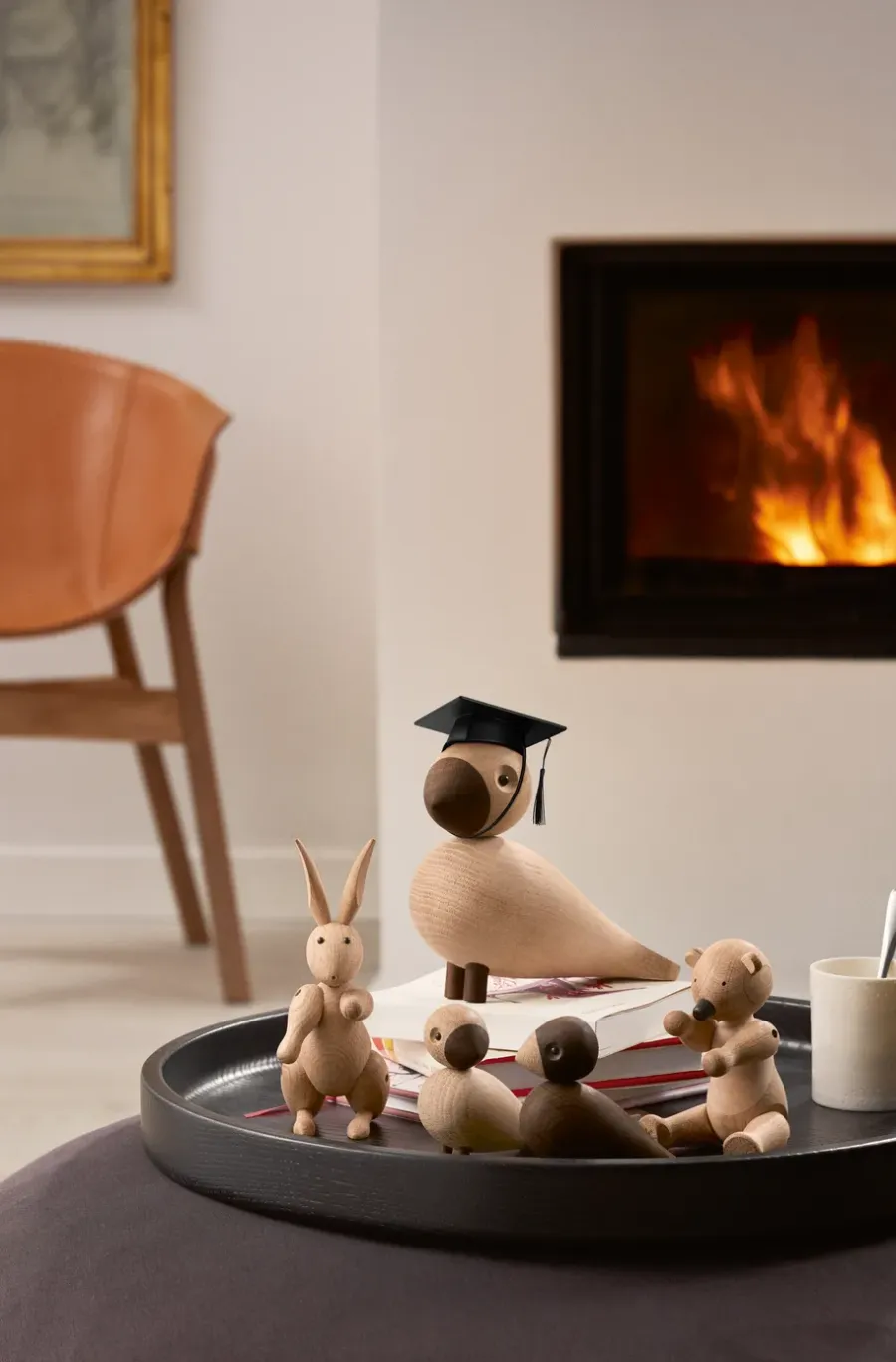 Kay Bojesen Denmark Kay Bojesen afstudeercap voor aap klein, Zwart< Houten Beelden