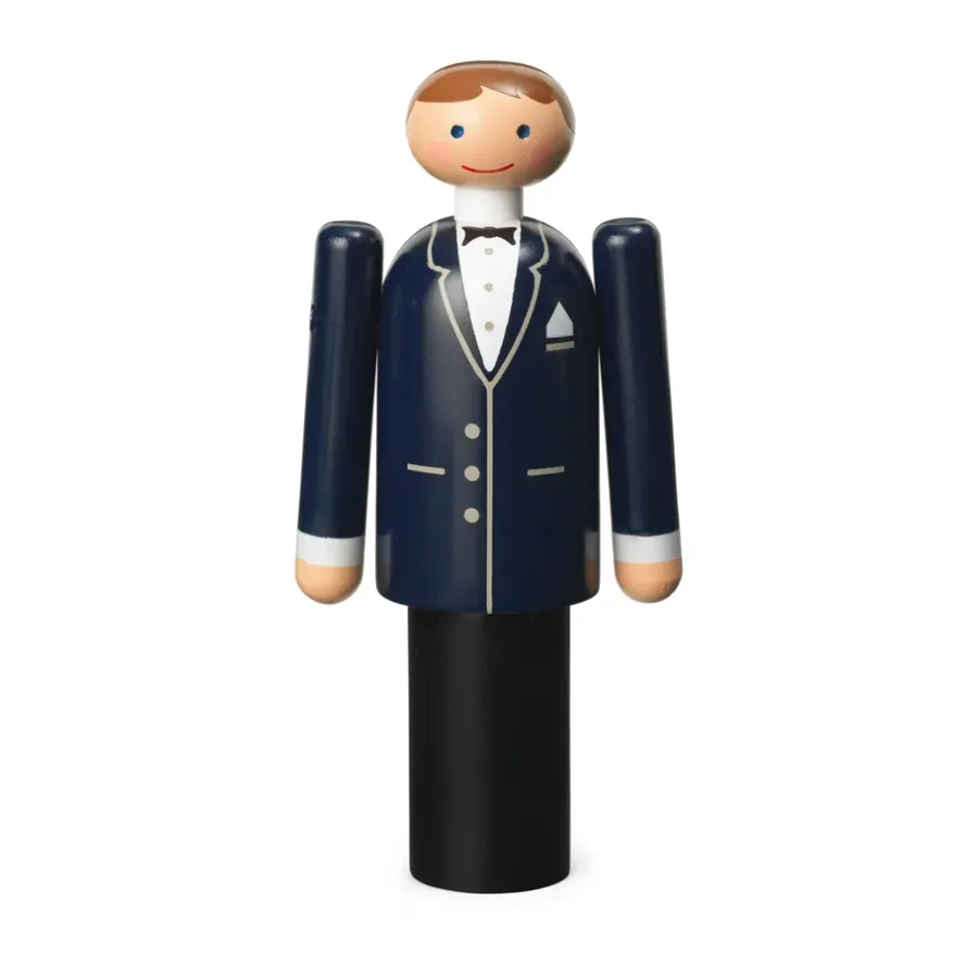 Kay Bojesen Denmark Kay Bojesen bruidegom, Blauw-zwart-wit, 12 cm< Houten Beelden