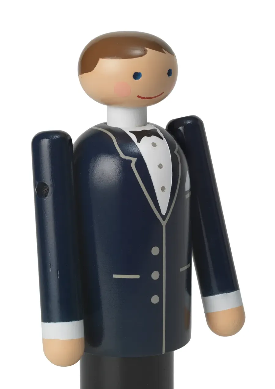 Kay Bojesen Denmark Kay Bojesen bruidegom, Blauw-zwart-wit, 12 cm< Houten Beelden