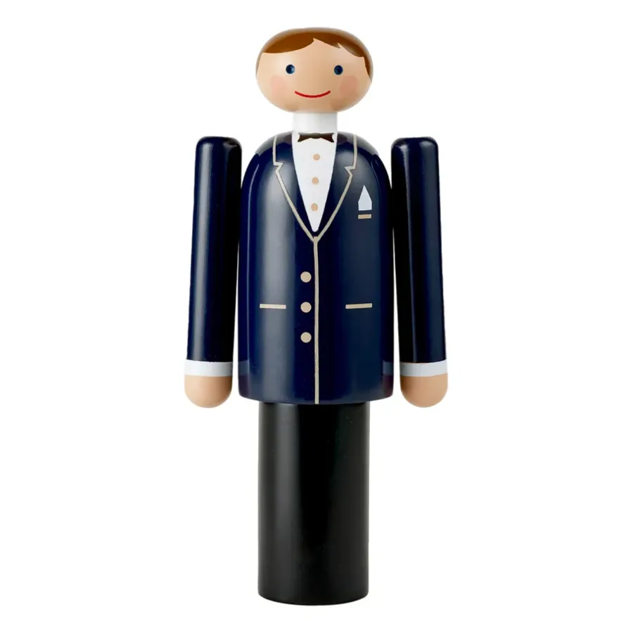 Kay Bojesen Denmark Kay Bojesen bruidegom, Blauw-zwart-wit, 18 cm< Houten Beelden