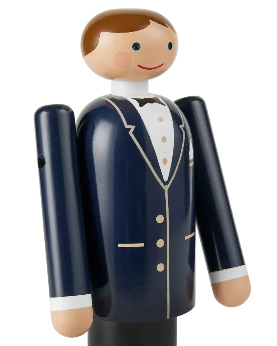 Kay Bojesen Denmark Kay Bojesen bruidegom, Blauw-zwart-wit, 18 cm< Houten Beelden