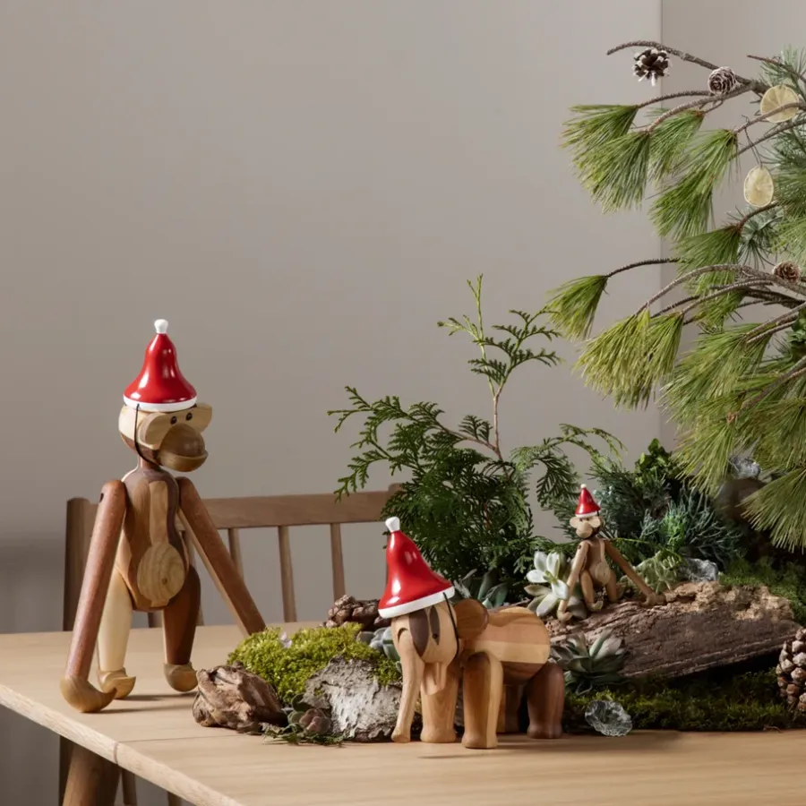 Kay Bojesen Denmark Kay Bojesen kerstmuts voor aap medium, Rood< Kerstdecoraties|Houten Beelden