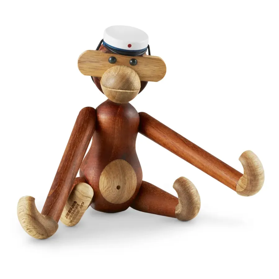 Kay Bojesen Denmark Kay Bojesen studentenpet voor de kleine aap, Wit-blauw< Houten Beelden