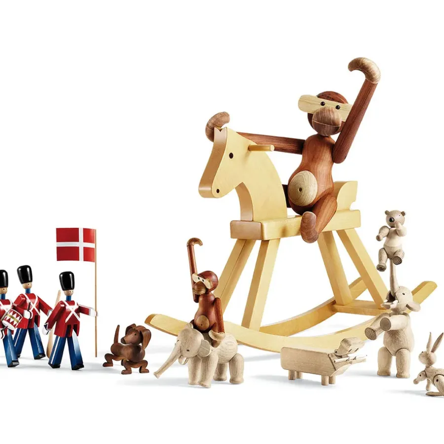 Kay Bojesen Denmark Kay Bojesen trommelaar, rood/blauw< Houten Beelden
