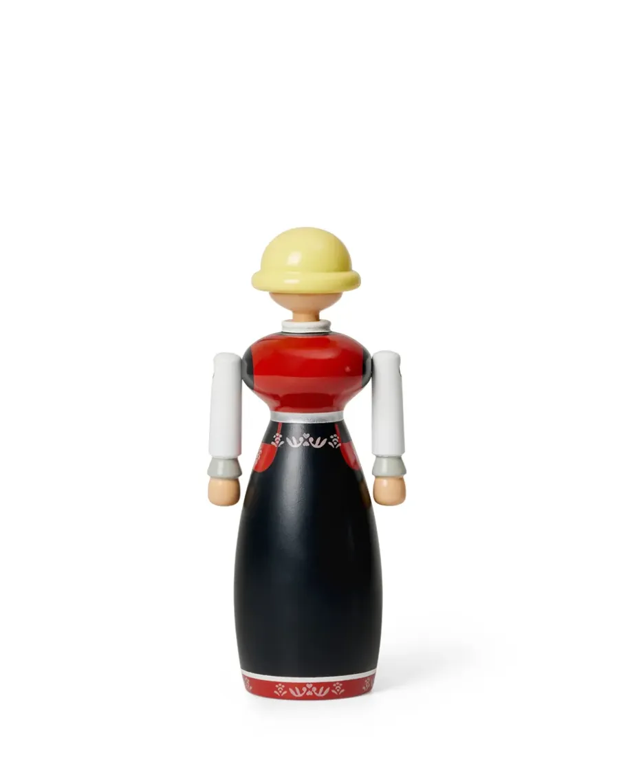 Kay Bojesen Denmark Kay Bojesen vrouw in Noorse kleerdracht, Zwart-rood-wit< Houten Beelden