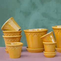 Bergs Potter Københavner pot geglazuurd Ø16 cm, Geel< Bloempotten