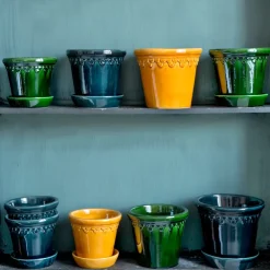 Bergs Potter Københavner pot geglazuurd Ø16 cm, Geel< Bloempotten
