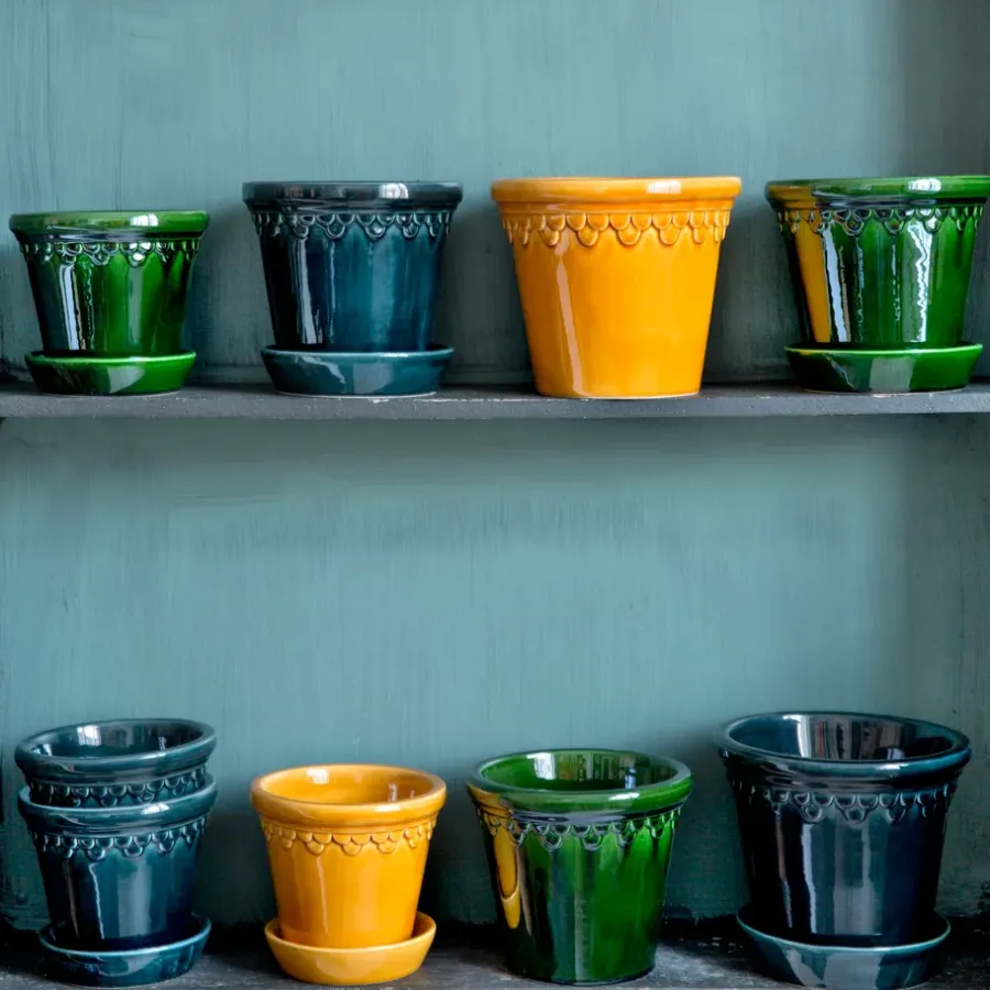 Bergs Potter Københavner pot geglazuurd Ø16 cm, Geel< Bloempotten