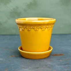 Bergs Potter Københavner pot geglazuurd Ø16 cm, Geel< Bloempotten