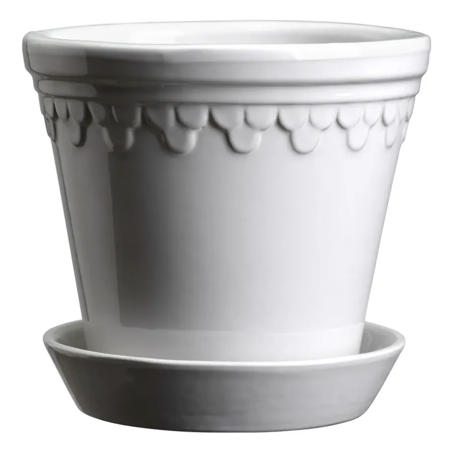 Bergs Potter Københavner pot geglazuurd Ø21 cm, Mineral White< Bloempotten