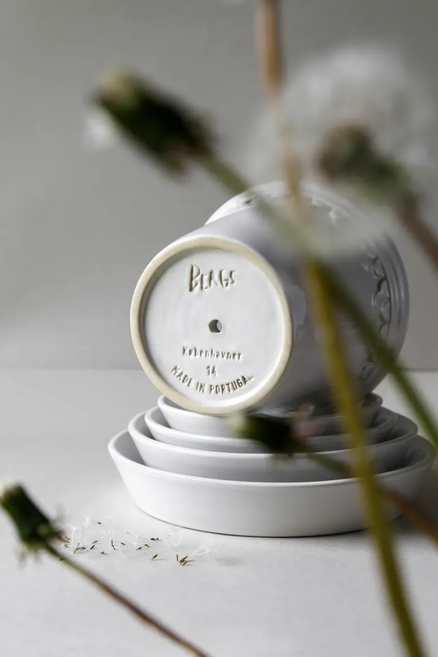 Bergs Potter Københavner pot geglazuurd Ø21 cm, Mineral White< Bloempotten
